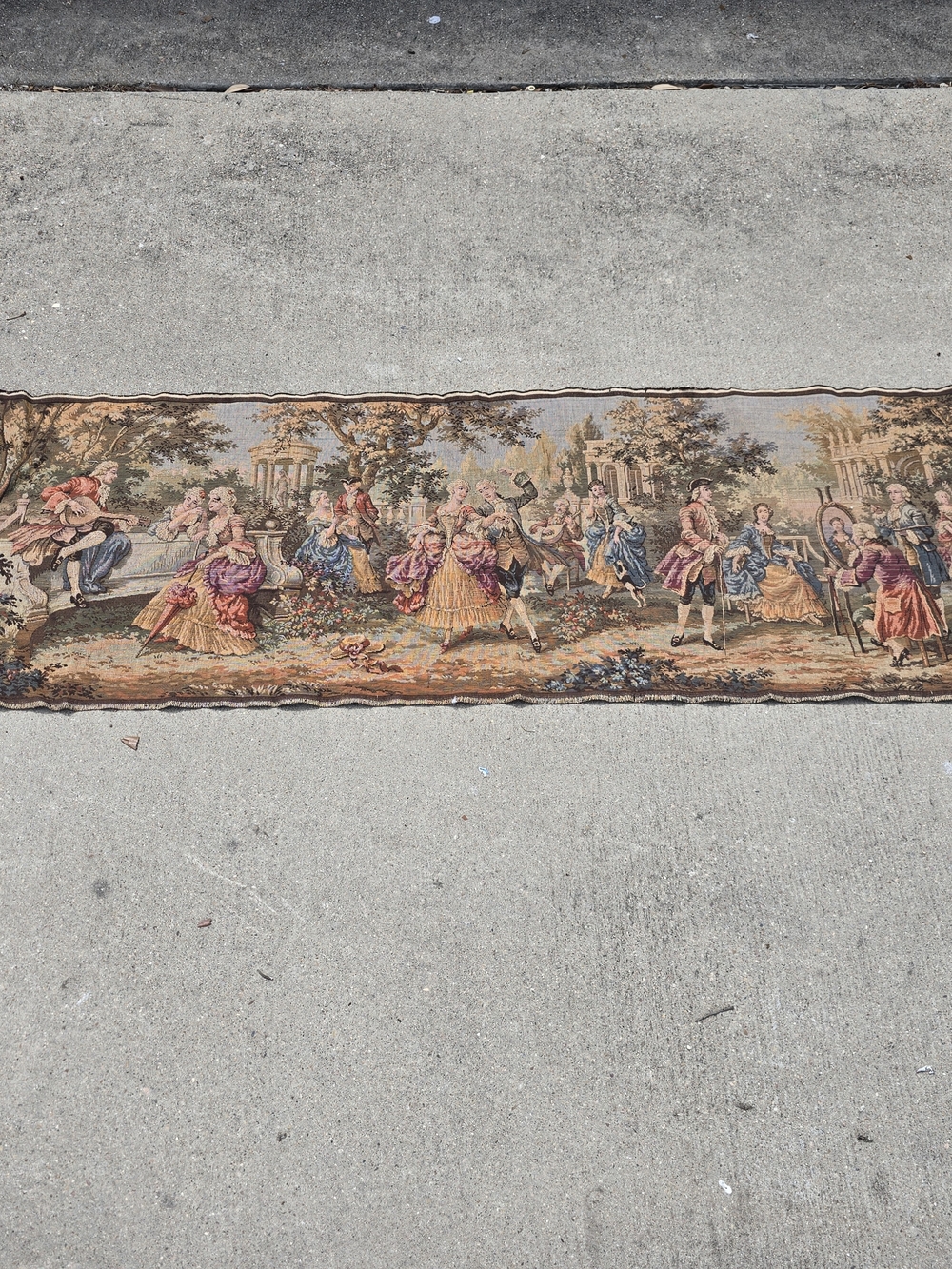 Vintage Belgian Courting Scene Tapestry Wall Hanging 56"x19" Multicolor Belgium